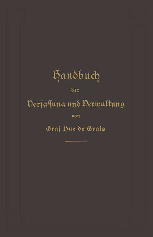 Book cover of Handbuch der Verfassung und Verwaltung in Preußen und dem Deutschen Reiche (14. Aufl. 1901)
