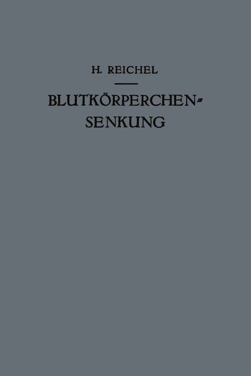 Book cover of Blutkörperchensenkung (1936)