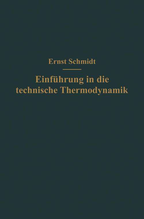 Book cover of Einführung in die technische Thermodynamik (1936)