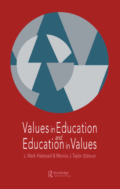 Book cover of Values in Education and Education in Values