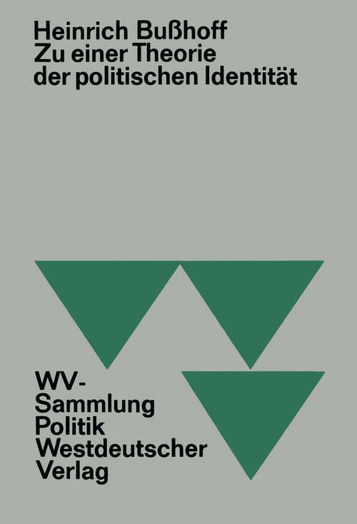 Book cover of Zu einer Theorie der politischen Identität (1970)