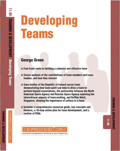 Book cover of Developing Teams: Training and Development 11.06