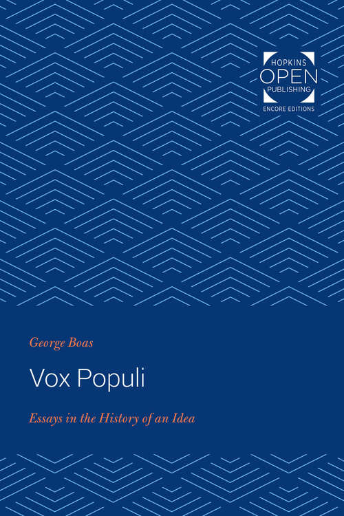 Book cover of Vox Populi: Essays in the History of an Idea (Seminar in the History of Ideas)