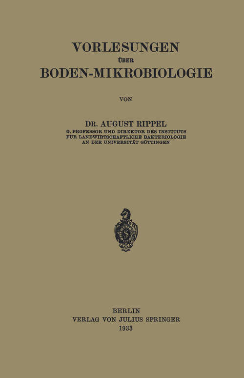 Book cover of Vorlesungen Über Boden-Mikrobiologie (1933)