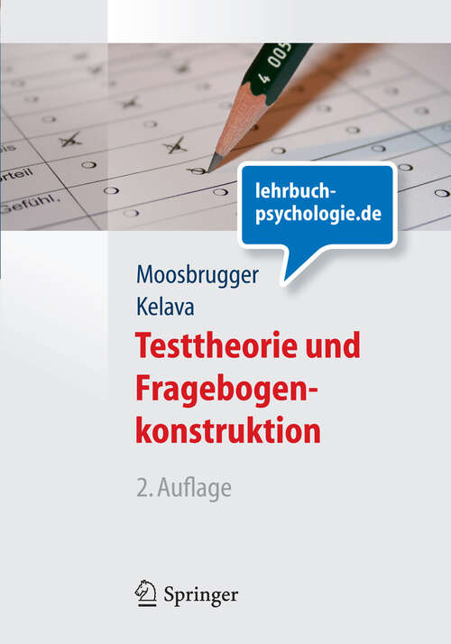 Book cover of Testtheorie und Fragebogenkonstruktion (2. Aufl. 2012) (Springer-Lehrbuch)