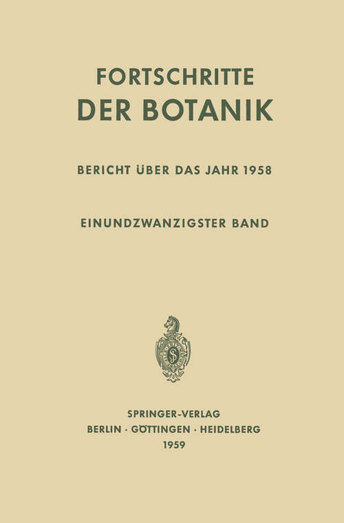 Book cover of Bericht Über das Jahr 1958 (1959) (Progress in Botany #21)