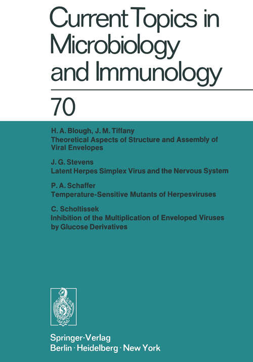 Book cover of Current Topics in Microbiology and Immunology / Ergebnisse der Mikrobiologie und Immunitätsforschung: Volume 70 (1975) (Current Topics in Microbiology and Immunology #70)