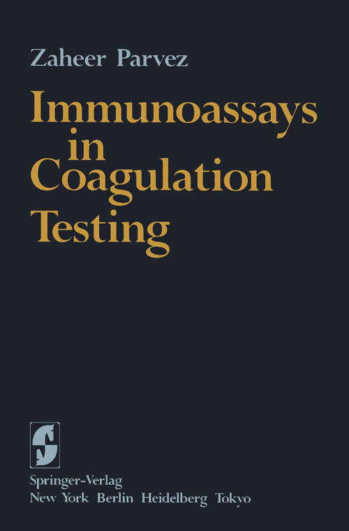 Book cover of Immunoassays in Coagulation Testing (1984)