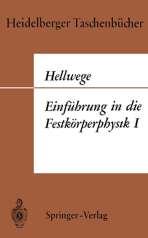 Book cover of Einführung in die Festkörperphysik I (1968) (Heidelberger Taschenbücher #33)