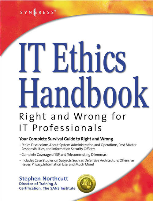 Book cover of IT Ethics Handbook: Right and Wrong for IT Professionals