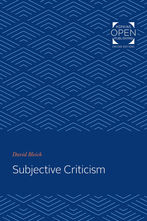 Book cover of Subjective Criticism