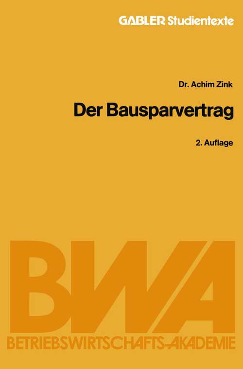 Book cover of Der Bausparvertrag (1981)