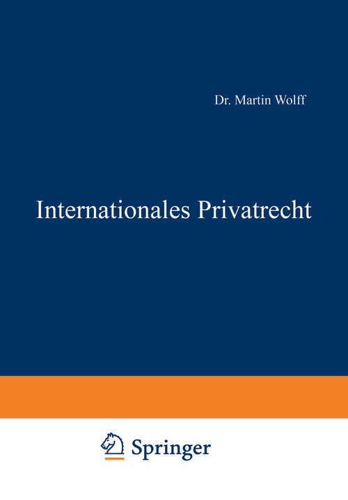 Book cover of Internationales Privatrecht (1933) (Enzyklopädie der Rechts- und Staatswissenschaft #35)