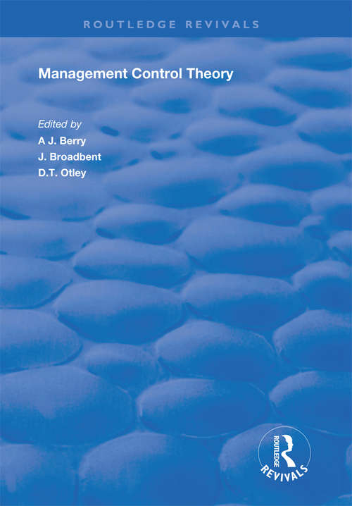 Book cover of Management Control Theory (Routledge Revivals)