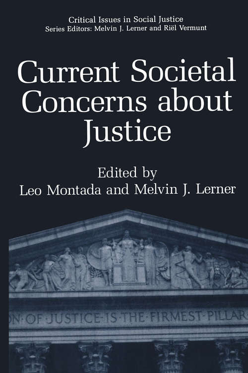 Book cover of Current Societal Concerns about Justice (1996) (Critical Issues in Social Justice)