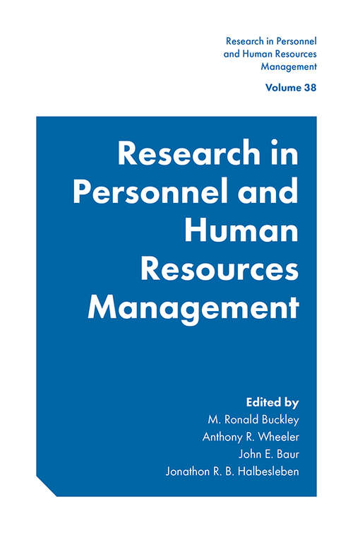 Book cover of Research in Personnel and Human Resources Management (Research in Personnel and Human Resources Management #38)