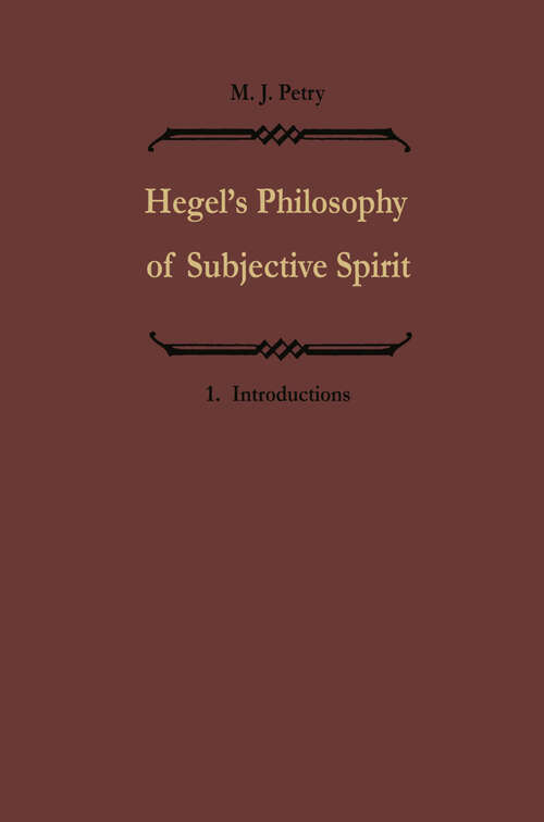 Book cover of Hegels Philosophie des subjektiven Geistes / Hegel’s Philosophy of Subjective Spirit: Band I / Volume I (1978)