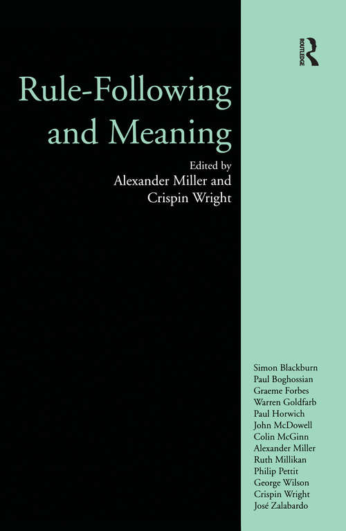 Book cover of Rule-following and Meaning