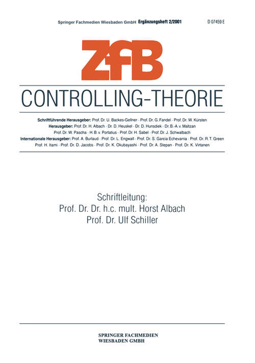 Book cover of Controlling-Theorie (2001) (ZfB Special Issue #2)