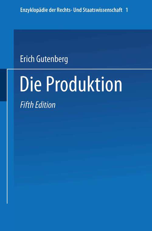 Book cover of Grundlagen der Betriebswirtschaftslehre (5. Aufl. 1960) (Enzyklopädie der Rechts- und Staatswissenschaft #1)