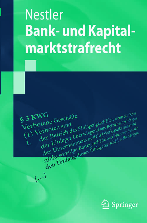Book cover of Bank- und Kapitalmarktstrafrecht (Springer-Lehrbuch)
