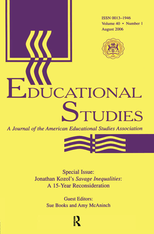 Book cover of Guest Editor'S Introduction Es V40#1: J.KOZOL'S SAVAGE INEQUALAIT.