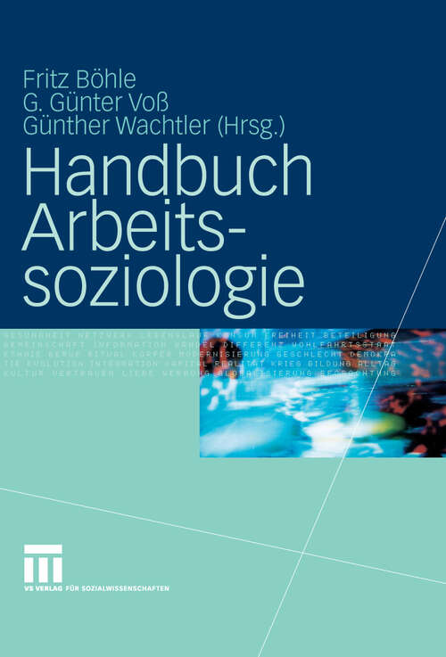 Book cover of Handbuch Arbeitssoziologie (2010)