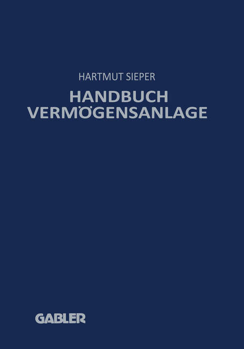 Book cover of Handbuch Vermögensanlage (1992)