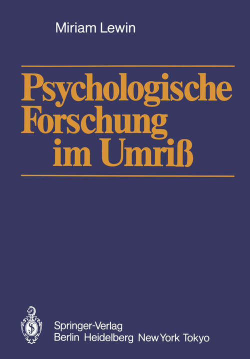 Book cover of Psychologische Forschung im Umriß (1986)