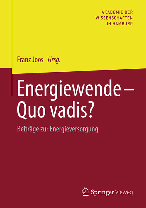 Book cover of Energiewende - Quo vadis?: Beiträge zur Energieversorgung (1. Aufl. 2016)