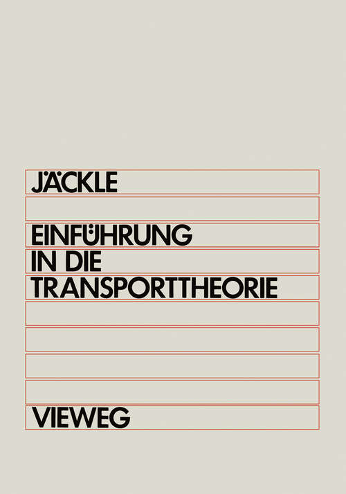 Book cover of Einführung in die Transporttheorie (1978)