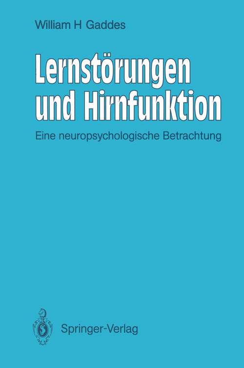 Book cover of Lernstörungen und Hirnfunktion: Eine neuropsychologische Betrachtung (1991)