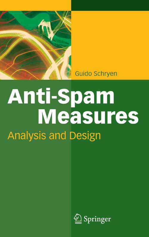 Book cover of Anti-Spam Measures: Analysis and Design (2007)