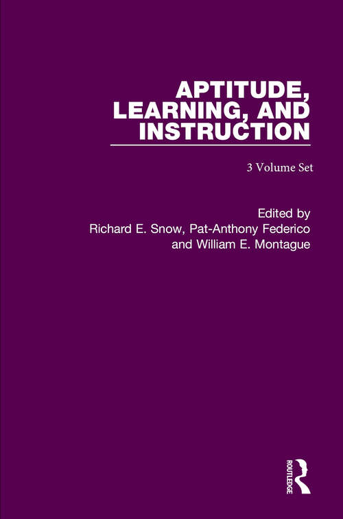 Book cover of Aptitude, Learning and Instruction: 3 Volume Set