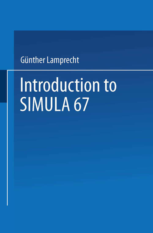 Book cover of Introduction to SIMULA 67 (1. Aufl. 1981)