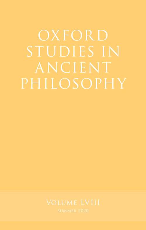 Book cover of Oxford Studies in Ancient Philosophy, Volume 58 (Oxford Studies in Ancient Philosophy #58)