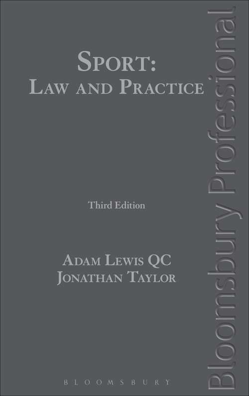 Book cover of Sport: Law And Practice (3)