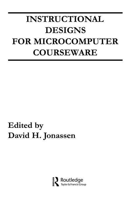 Book cover of Instruction Design for Microcomputing Software