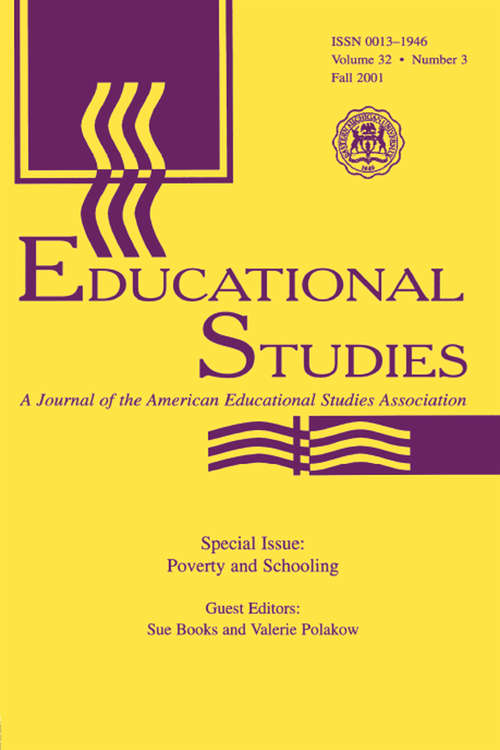Book cover of Poverty and Schooling: A Special Issue of Educational Studies