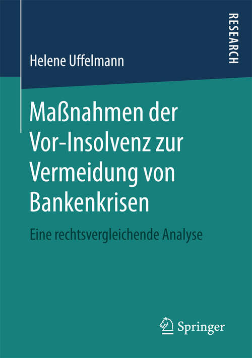 Book cover of Maßnahmen der Vor-Insolvenz zur Vermeidung von Bankenkrisen: Eine rechtsvergleichende Analyse