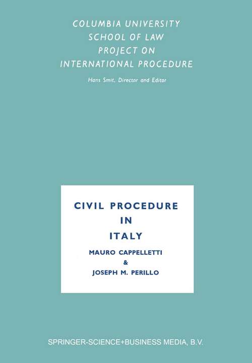 Book cover of Civil Procedure in Italy (1965)