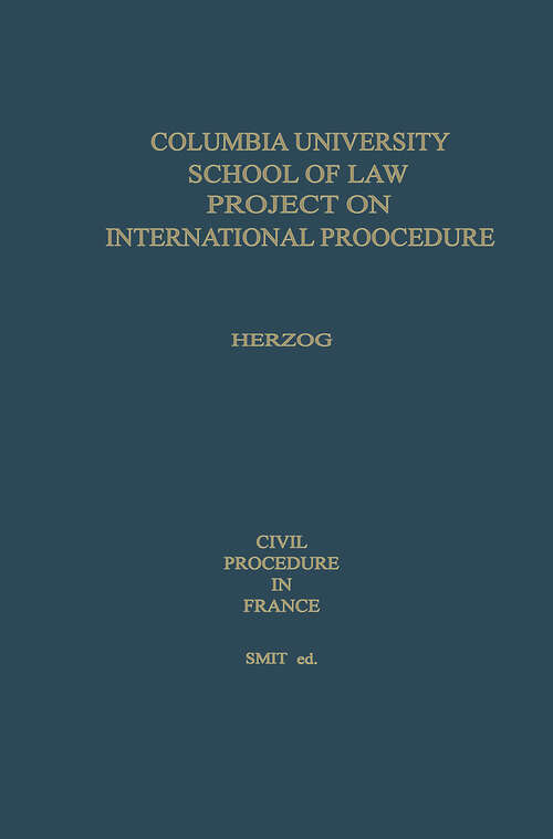 Book cover of Civil Procedure in France (1967)