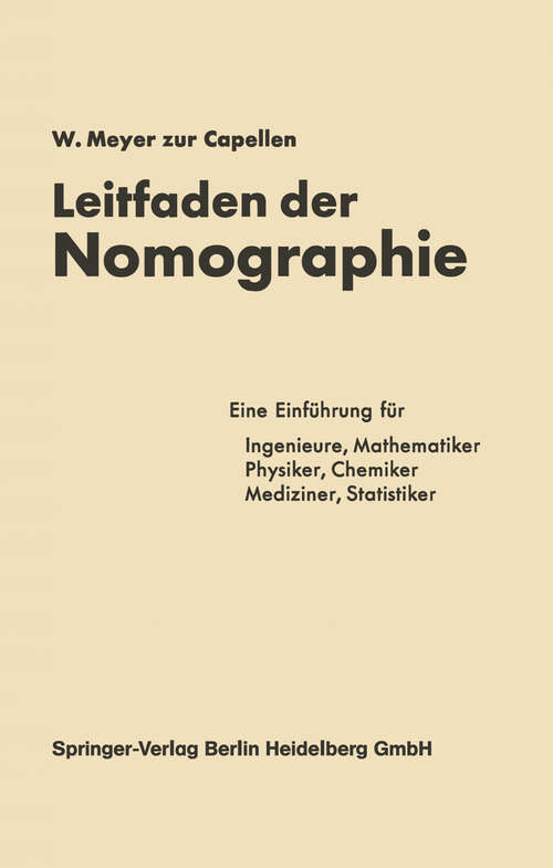 Book cover of Leitfaden der Nomographie (1953)