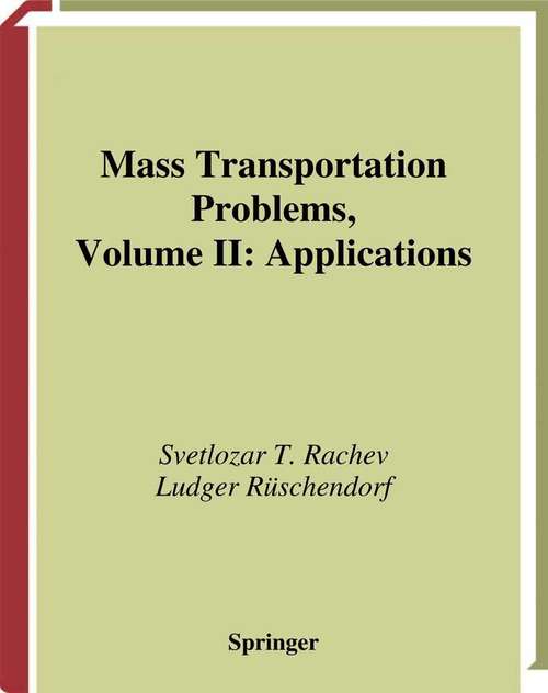 Book cover of Mass Transportation Problems: Applications (1998) (Probability and Its Applications)