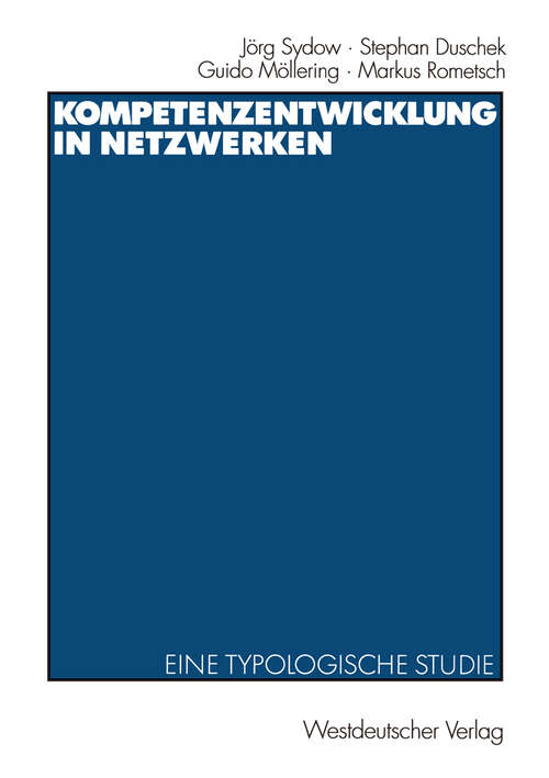 Book cover of Kompetenzentwicklung in Netzwerken: Eine typologische Studie (2003)