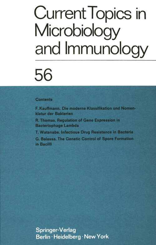 Book cover of Current Topics in Microbiology and Immunology / Ergebnisse der Mikrobiologie und Immunitätsforschung (1971) (Current Topics in Microbiology and Immunology #56)