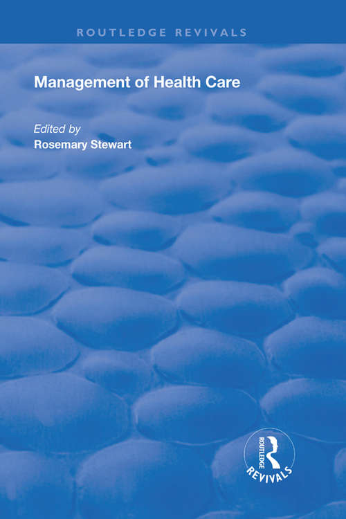 Book cover of Management of Healthcare (Routledge Revivals)