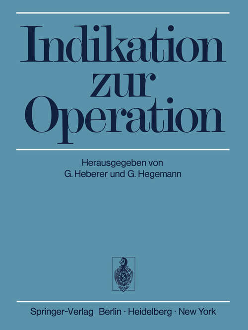 Book cover of Indikation zur Operation (1974)
