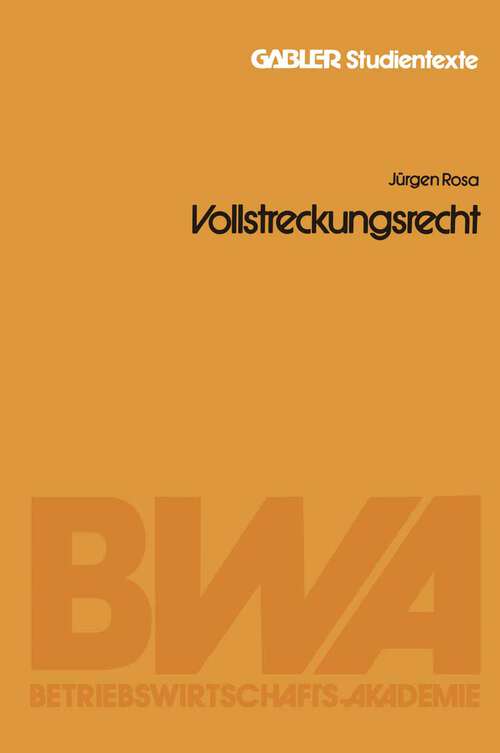Book cover of Vollstreckungsrecht (1980) (Gabler-Studientexte)