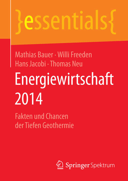 Book cover of Energiewirtschaft 2014: Fakten und Chancen der Tiefen Geothermie (2014) (essentials)